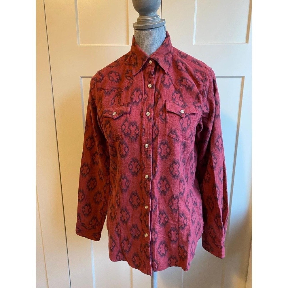 Wrangler Shirt Aztec Soft Flannel Button Up Women Small Western Rodeo s44